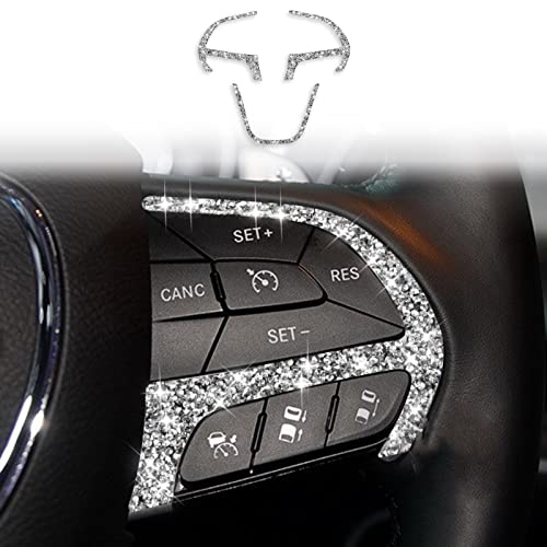 Toworldit Interior Accessories Bling Crystal Rhinestone Dashboard Decoration Cover Trim Sticker Compatible with Dodge Challenger 2015-2023 (3pcs/Set Button Keys Trim Sticker) - color: Button keys Trim Sticker