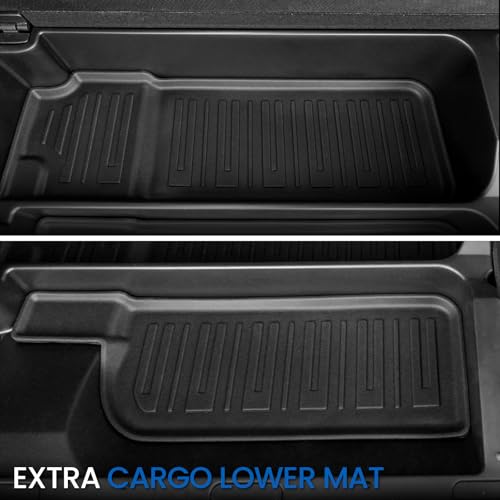 Floor Mats Cargo Mat Set for 2018-2024 Ford Expedition Max 8 Seats Bench Seat, All Weather TPE Cargo Liner Trunk Lower Mat Door Sill Guards Accessories (8 Seats Floor Mats Set) - style: 8 Seats Floor Mats Set