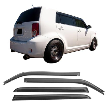 Window Visor Deflector Compatible with 2008-2015 Scion Xb, Slim Tinted Acrylic Resistant Shield Cover Wind Sun Rain Guard by IKON MOTORSPORTS, 2009 2010 2011 2012 2013 2014