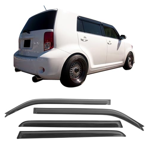 Window Visor Deflector Compatible with 2008-2015 Scion Xb, Slim Tinted Acrylic Resistant Shield Cover Wind Sun Rain Guard by IKON MOTORSPORTS, 2009 2010 2011 2012 2013 2014