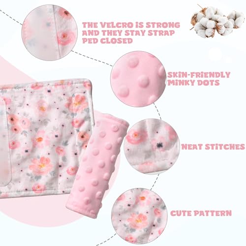 Car Seat Strap Covers for Babies Soft Car Seat Belt Covers, Mink Car Seat Straps Shoulder Pads for Boys and Girls, Flower - color: Flower