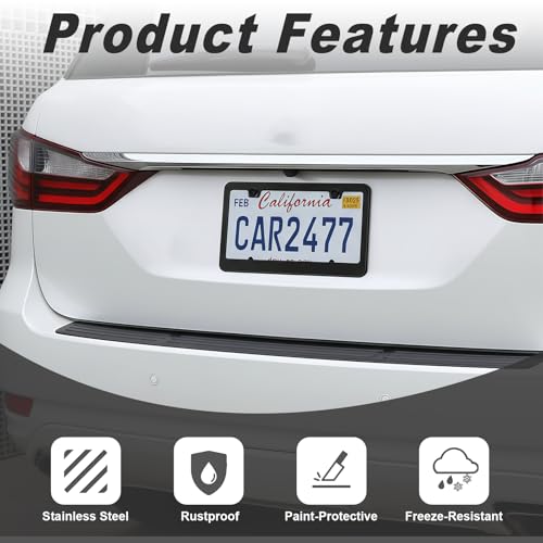 2 Pack Matte Black License Plate Frame, Black Metal License Plate Frame with 2-Hole, Universal Solid Stainless Steel Holder, Includes Screws for Men & Women - color: Black