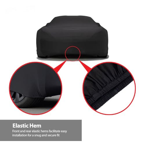 DaShield SoftTec Indoor Satin Car Cover for Plymouth Barracuda 1970-1974 Hardtop/Coupe EMI Custom Fit Elastic Stretchy Flexible High-end Luxury Dust Protection-Black