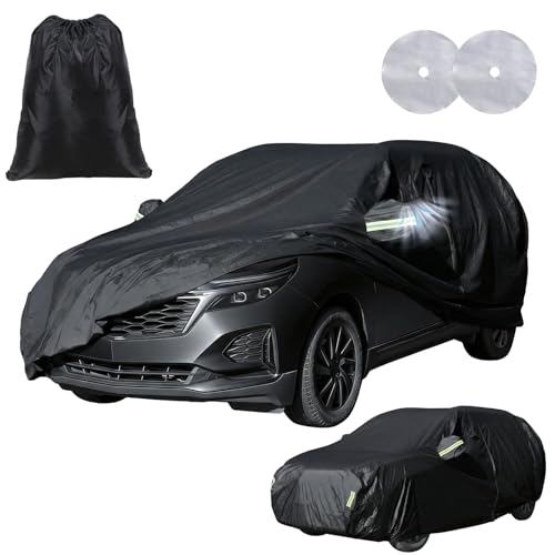 Car Cover Waterproof All Weather, Car Covers for Automobiles with Windproof Straps, Antenna Patches and Storage Bag, Full car Cover for Outdoor, All-Season Adaption (Wood Color)
