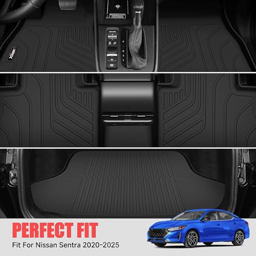 Floor Mats for 2020-2025 Nissan Sentra with Cargo Liner All Weather TPE Protection Floor Liners Full Set with Trunk Mat for 2025 Nissan Sentra Accessories - size: For 2020-2025 Nissan Sentra All Mats
