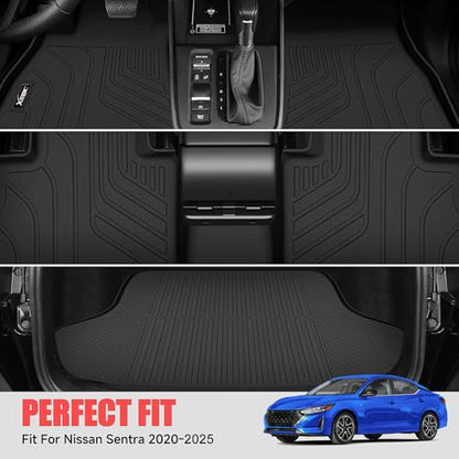 Floor Mats for 2020-2025 Nissan Sentra with Cargo Liner All Weather TPE Protection Floor Liners Full Set with Trunk Mat for 2025 Nissan Sentra Accessories - size: For 2020-2025 Nissan Sentra All Mats