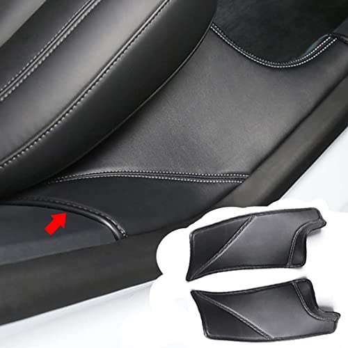 Leather Door Sill Protector for 2021-2025 Tesla Model Y (NOT Fit 7 Seater) Rear Door Entry Guards Scuff Plate Rear Seat Anti Kick Pad Trim Cover