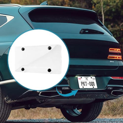 Clear License Plate Covers, 2 Pack Unbreakable Car Tag Frame Protector with Screws Caps and Rattle Proof Pads, Standard US Plates Protective Shield(Style:Frameless) - style: Frameless