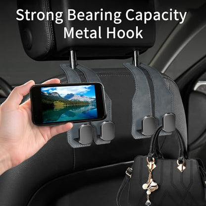 Car Seat Headrest Hooks for Purses and Bags, 2 Pack Bag Purse Holder for Car With Double Metal Hooks, Car Purse Hanger, Headrest Back Seat Handbags Hook Cute Hanging Accessories, Grey - color: Grey 2pcs