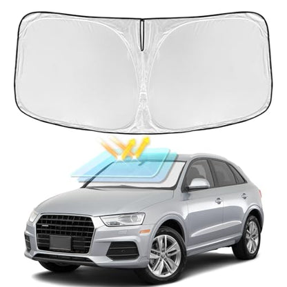 for Audi Q3 2013-2018 Windshield Sun Shade - 4 Layers Car Sunshades for Front Windows Shade Cover Custom Fit Q3 Sun Visor 250T Retractable Shade Blocks UV Rays Car Accessories - size: for Audi Q3 2013-2018