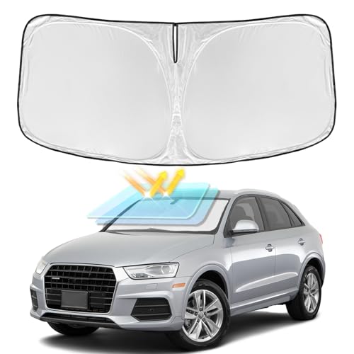 for Audi Q3 2013-2018 Windshield Sun Shade - 4 Layers Car Sunshades for Front Windows Shade Cover Custom Fit Q3 Sun Visor 250T Retractable Shade Blocks UV Rays Car Accessories - size: for Audi Q3 2013-2018