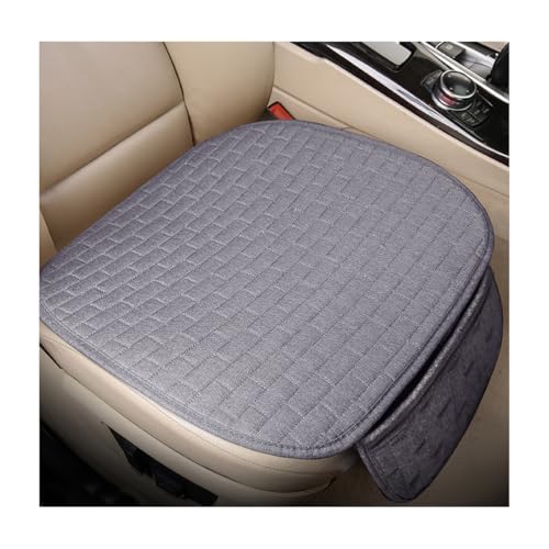 KVAEY Linen Back Car Seat Cover, Anti-Slip Long Bottom Rear Seat Cover Protector with Storage Pockets, Breathable Linen Rear Bench Seat Protector Cushion Pad for Most Vehicles (Gray, Front) - color: Gray, size: Front