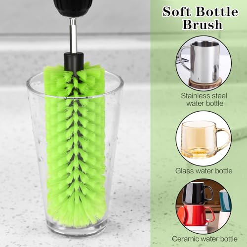 Drill Brush for Car Wheel and Bottle, Highly Dense and Durable Car Cleaning Brush for Wheels, Rims, Engines, Exhaust, Bottle - color: 1 Pack Green