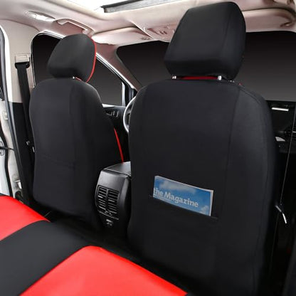 CAR PASS Leather Seat Covers Full Set Universal Water Resistant 3D Foam Back Support, Luxury Comfort Automotive 5 Seat Covers All Season Fit for SUV,Sedan,Van, Airbag Compatible Elegance (Black Red) - color: Black and Red