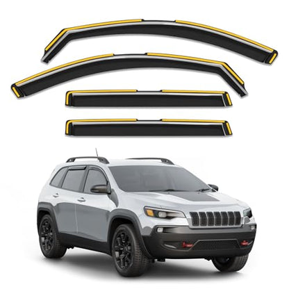 in-Channel Window Rain Guards Fit for Jeep Cherokee 2014-2023,Rain Guards Visors Vent Visors Window Deflector, Vent Shades Car Accessories -4 pcs - size: Fit for 2014-2023 Jeep Cherokee
