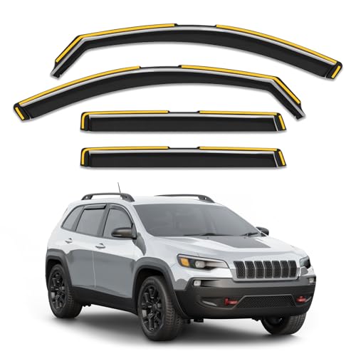 in-Channel Window Rain Guards Fit for Jeep Cherokee 2014-2023,Rain Guards Visors Vent Visors Window Deflector, Vent Shades Car Accessories -4 pcs - size: Fit for 2014-2023 Jeep Cherokee