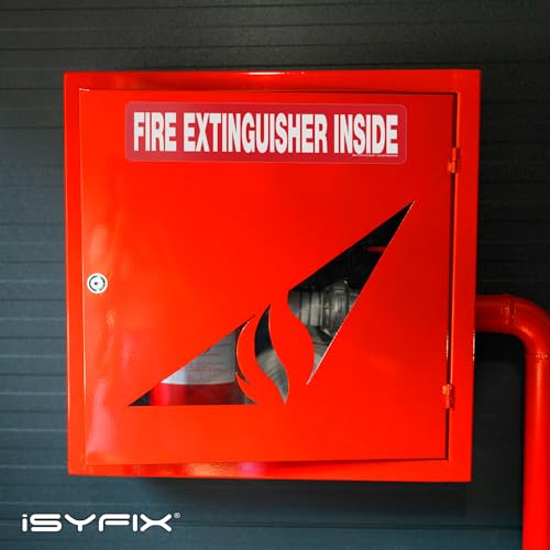 iSYFIX Fire Extinguisher Inside Sticker Sign – 5 Pack 12x2.5 Inch – Self-Adhesive Reflective Vinyl Decals, Laminated UV, Weather, Scratch, Fade Resistance, for Cars, Trucks, Trailers & Vehicles - color: Red Reflective, size: 12x2.5 (5 Pack)