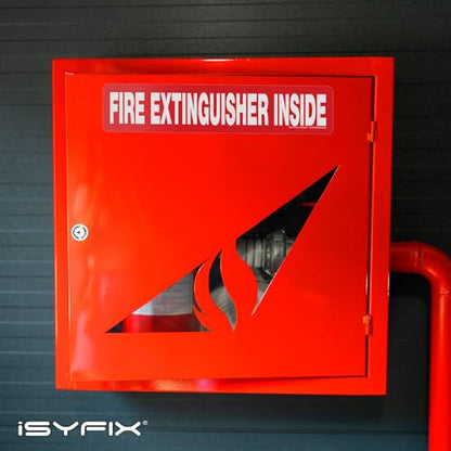 iSYFIX Fire Extinguisher Inside Sticker Sign – 10 Pack 12x2.5 Inch – Self-Adhesive Reflective Vinyl Decals, Laminated UV, Weather, Scratch, Fade Resistance, for Cars, Trucks, Trailers & Vehicles - color: Red Reflective, size: 12x2.5 (10 Pack)