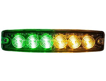 Buyers Products 8892210 5 Inch Amber and Green LED Strobe Light, Ultra‑Thin Surface Mount Warning Light, 6 LEDs, 23 Flash Patterns, Aluminum Housing, IPX8 Waterproof, for Trucks and Utility Vehicles - color: Amber/Green, size: 5"