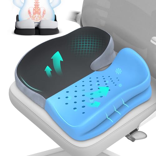 Seat Cushions for Office Chairs Wheelchair Cushion for Long Sitting Back Pain，Memory Foam Seat Car Computer Desk Chair Cushion，Coccyx Cushion for Tailbone Pain Relief Cushion Office Chair Black Blue - color: Black Airflow Mesh