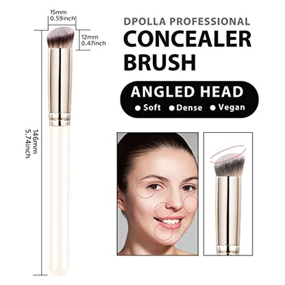Makeup Brushes Dpolla Pro Foundation Brush and Flawless Concealer Brush Perfect for Any Look Premium Luxe Hair Contour Brush Perfect for Blending Liquid,Buffing,Cream,Sculpting,Mineral Makeup(White) - color: Cream