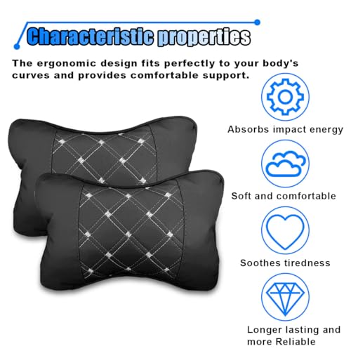 BDZMC 2PCS Car Neck Pillow, Breathable Car Head Neck Rest Cushion, Soft Pillow for Relieving Stiffness, Comfort Car Seat Neck Support Pillow (Black/White) - color: Black/White