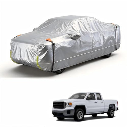 Wigoo GMC Sierra 1500 2500 3500 Truck Car Cover Accessories 2019-2026, Custom Fit Waterproof All Weather Outdoor Pickup Cover, Windproof UV Rain Snow Dust Protection, Door Zipper, Reflective Strips - size: for GMC Sierra 1500 2500 3500 (2019-2026)