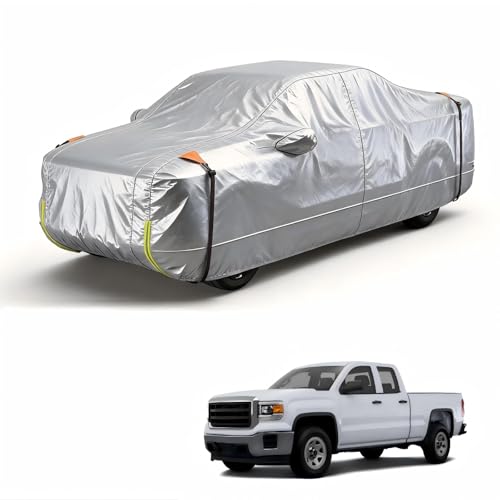 Wigoo GMC Sierra 1500 2500 3500 Truck Car Cover Accessories 2019-2026, Custom Fit Waterproof All Weather Outdoor Pickup Cover, Windproof UV Rain Snow Dust Protection, Door Zipper, Reflective Strips - size: for GMC Sierra 1500 2500 3500 (2019-2026)