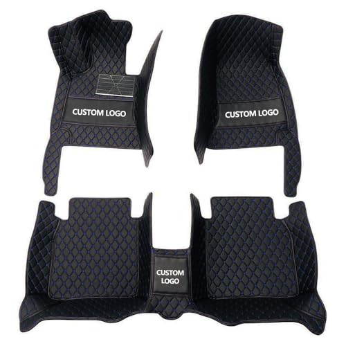 Custom Floor Mats for Cars，Luxury Full Coverage All Weather Car Floor Mats，Leather Car Mat Set ， Floor Mats for 99% of Cars, Trucks & SUVs (Black Blue) - color: Black Blue