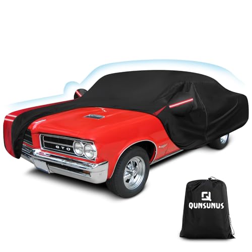 QUNSUNUS Waterproof Car Cover for Pontiac GTO 1964-1974, Outdoor GTO Car Cover with Cotton Lining, All Weather Cover with Straps and Zipper for Wind, Sun, UV and Dust Protection - color: for Pontiac GTO 1964-1974