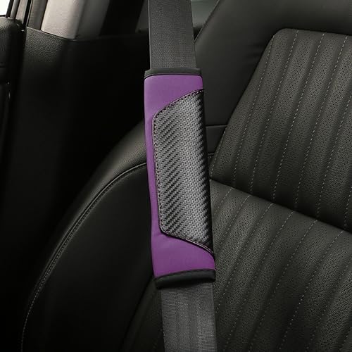2PCS Car Seat Belt Cover, Soft Shoulder Strap Covers Harness Pads, Safety Leather Seatbelt Comfort Driving Cushion Protect Your Shoulder and Neck Universal for Car, SUV,Truck (Black/Purple) - color: Black/Purple