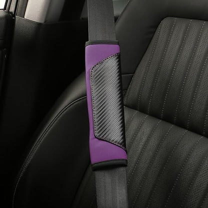 2PCS Car Seat Belt Cover, Soft Shoulder Strap Covers Harness Pads, Safety Leather Seatbelt Comfort Driving Cushion Protect Your Shoulder and Neck Universal for Car, SUV,Truck (Black/Purple) - color: Black/Purple