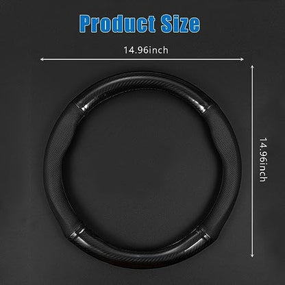 gunhunt 1 Pack Car Breathable Steering Wheel Cover, Carbon Fiber Non-Slip Steering Wheel Protector, Wear -Resistant Steering Wheel Sleeve, Four Seasons Universal Steering Wheel Set (Black #Circular) - size: Rounded
