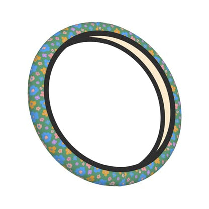Hippie Flower Green Elastic Steering Wheel Cover Universal 15 Inch - color: 13