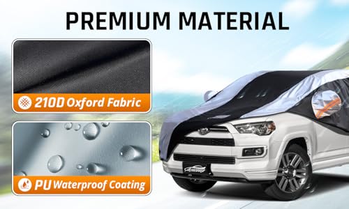 Toyota 4Runner Car Cover Waterproof All Weather with Silver Strip Design, Custom Fit for Toyota 4Runner 2003–2025, 4Runner Accessory with Door Zipper & Windproof Straps - size: Custom Fit Toyota 4Runner