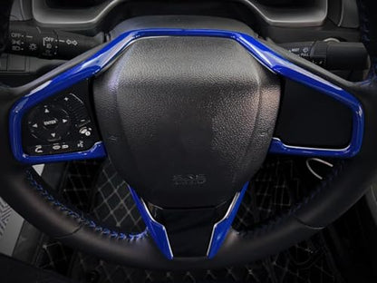 YINGTUU for Honda Civic Accessories 10th Gen 2016-2021 Steering Wheel Trim Interior Decaration Sticker Glossy Blue - color: Steering Wheel-Blue