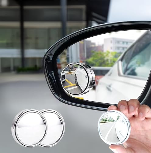 2 Pieces - Blind Spot Mirrors (Auto Rearview Mirrors), Auto Blind Spot Mirrors, 2-Inch HD Glass Convex, 360° Wide Angle, for Cars, SUVs, Trucks; Adhesive Rearview Mirrors, Black.