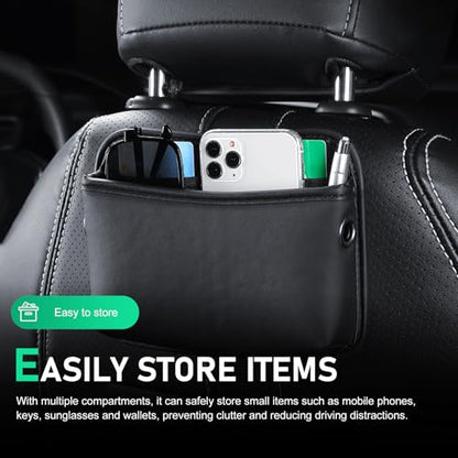 2 PCS Car Seat Side Storage Pockets, Multifunctional Console Side Organizer Bags, PU Leather Car Seat Side Pocket Pouchs, Universal for Most Cars