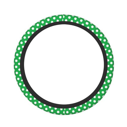 Green and White Polka Dot Print Anti-Slip Steering Wheel Cover, Universal Fit Protector for Cars, Trucks, Suvs – Car Accessories