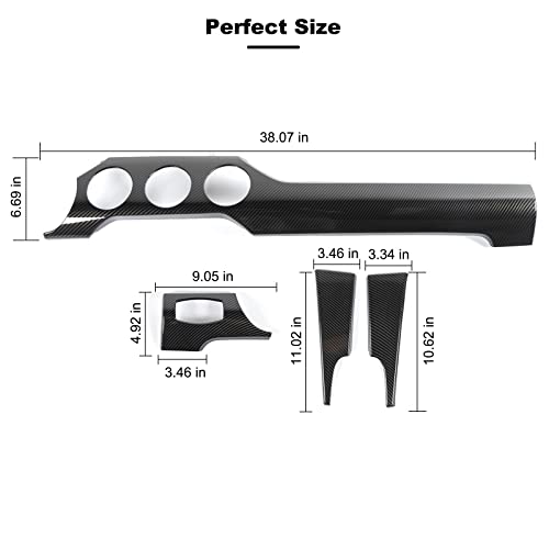 RT-TCZ Carbon Fiber Center Console Dashboard Panel Trim Cover Kit Meter Frame Interior Decoration Accessories for Ford Mustang 2015-2023