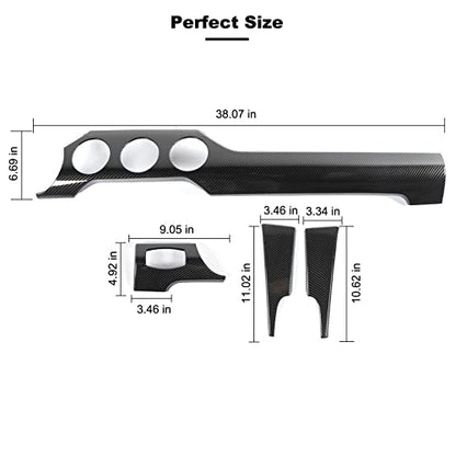RT-TCZ Carbon Fiber Center Console Dashboard Panel Trim Cover Kit Meter Frame Interior Decoration Accessories for Ford Mustang 2015-2023
