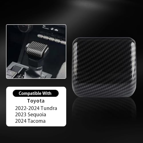 Car Gear Shift Knob Cover Accessories for Toyota Tundra 2022-2024 Sequoia 2023 Tacoma 2024 Auto Interior Trim Protector Cap-Carbon Fiber Grain - size: Toyota-Tundra