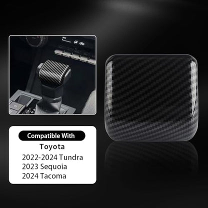 Car Gear Shift Knob Cover Accessories for Toyota Tundra 2022-2024 Sequoia 2023 Tacoma 2024 Auto Interior Trim Protector Cap-Carbon Fiber Grain - size: Toyota-Tundra