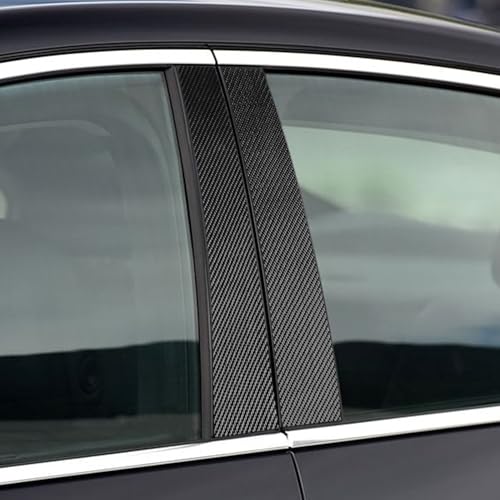 Black Carbon Flakes Compatible with Chevy/Chevrolet Malibu 2016-2025 2017 2018 2019 2020 2021 2022 2023 2024 Accessories Car B Pillar Side Windshield Outer Cover Exterior Trim Decal 6pcs - color: B-pillars
