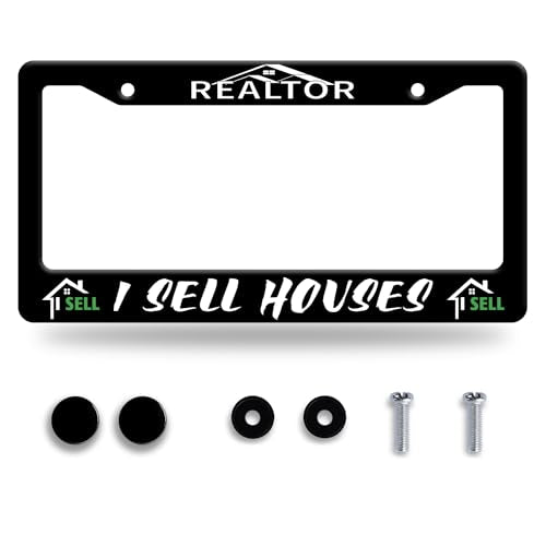 Personalise Realtor I Sell Houses License Plate Frame Funny License Plate Frames Car Universal Stainless Steel Accessories Cars Decor with 2 Holes and Screws Fits Standard Us Vehicles 12.2 X 6 Inch - color: Realtor I Sell Houses