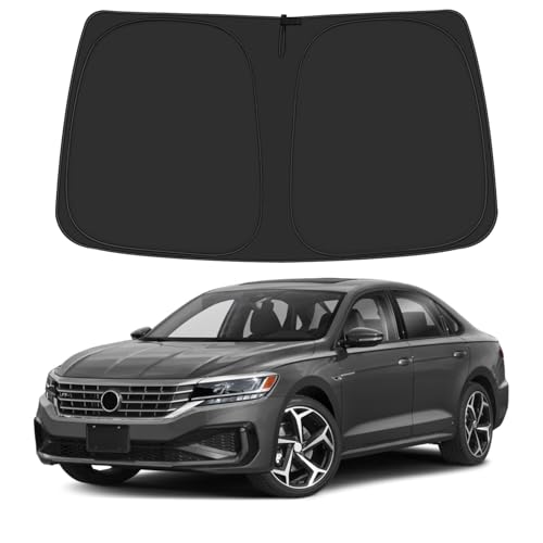 Windshield Sun Shade for 2012-2022 Volkswagen VW Passat Accessories, Foldable Window Sunshade Sun Visor Protector, Front Windshield Sunshade Sun Shield Blocks UV Rays Heat - size: Silver & Black-Fit 2012-2022 VW Passat