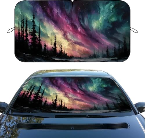 Northern Lights Car Windshield Sun Shade, Foldable Reflective Sunshade for Front Window, UV & Heat Blocking, Interior Protector, Universal Fit for SUV Sedan Truck, 59" x 31.5" - color: color 5