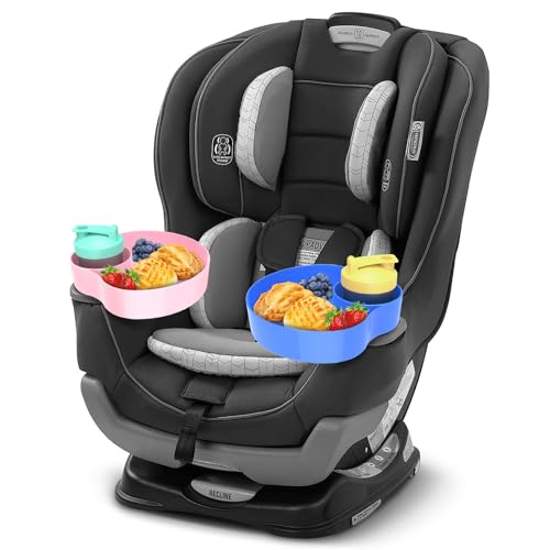 Car Seat Cup Holder for Kids 2PCS Kids Travel Tray with Snack Tray, CarSeats Snack Trays for Toddler, Car Cup Holder for Safety Seats, Fits Stroller & Booster (bluepink) - color: bluepink