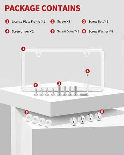 Chrome License Plate Frame Made of Zinc Alloy Metal, Universal Car Accessories,1 Pack License Plate Holder Never Rust and Unbreakable with Metal Screws& Chrome Caps and Screwdriver (2 PCS Silver) - color: 2 PCS Silver