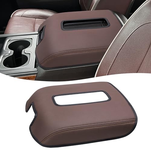Center Console Armrest Cover for GMC Sierra & Chevrolet Silverado 2014-2018, Tahoe & Yukon & Suburban 2015-2020, Bucket Seat, Car Arm Rest Protector, High Country Brown - color: High Country Brown, size: Bucket Seat, Sierra & Silverado 2014-2018 etc.